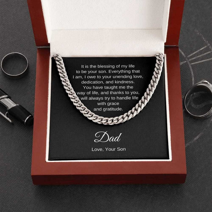 Gift for Dad from Son Cuban Link Chain Necklace Husbands Gift Birthdays Gift Fathers Day Gift - 1
