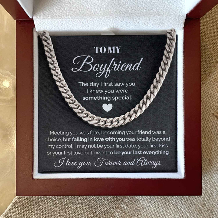 Pamaheart- To my Boyfriend - Meeting you was fate - Cuban Link Chain Necklace Gift For Man Husband Gift For Birthday Christmas - 1