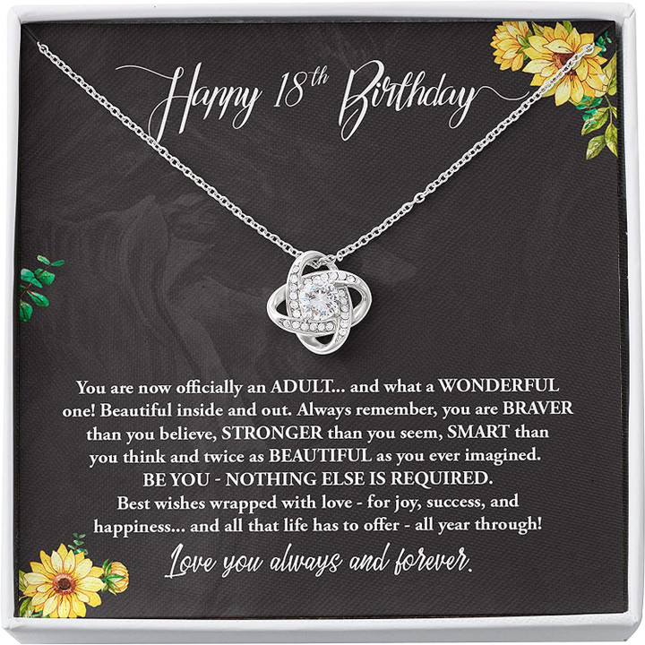 18th Birthday Necklace Gift for Girl  Love Knot Pendant Happy 18th Birthday  Necklace Gift for Daughter Sister Best Friend Girlfriend on Her 18th Birthday - 1