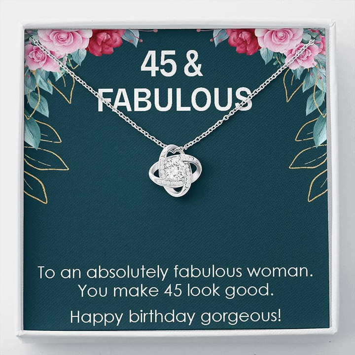 45th Birthday Necklace Gift for Womens Necklace Turning 45  Fabulous Necklace Gift 45 Years Old Gift for Wife Love Knot Necklace - 1