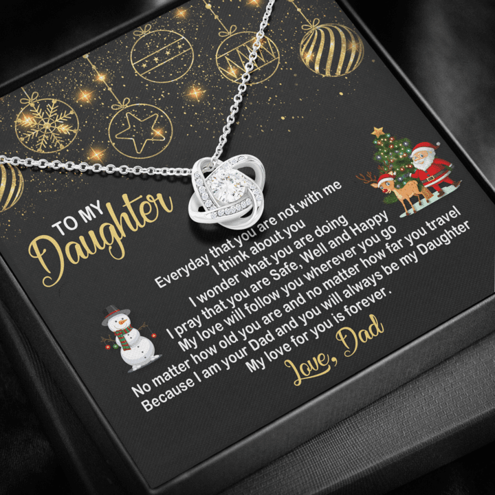 Gold Necklace To My Daughter Everyday That You Are Not With Me Gift for Daughter Gift for Christmas - Love Knot Necklace - 1
