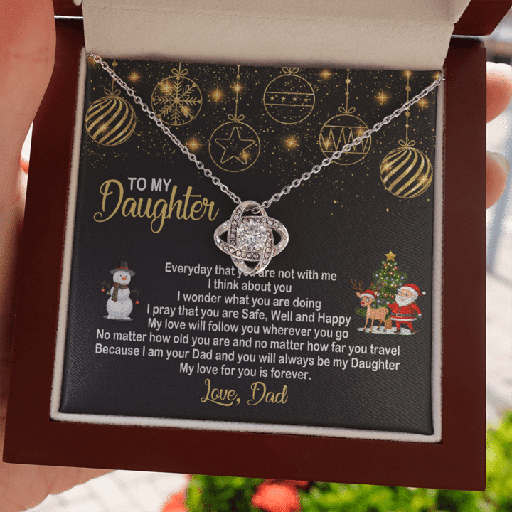 To My Daughter Necklace I pray your are Safe Well and Happy From Dad Christmas Love Knot Necklace LX331R - 1