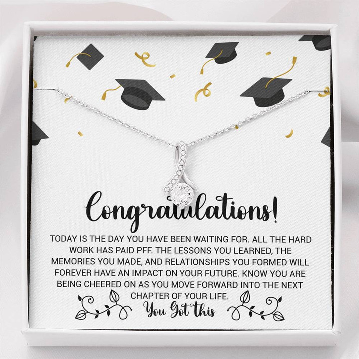 Graduation Necklace Gift - Forward into the next chapter of your life - College High School Senior Master Graduation Gift - Class of 2022 Alluring Beauty Necklace - LX036E - 1