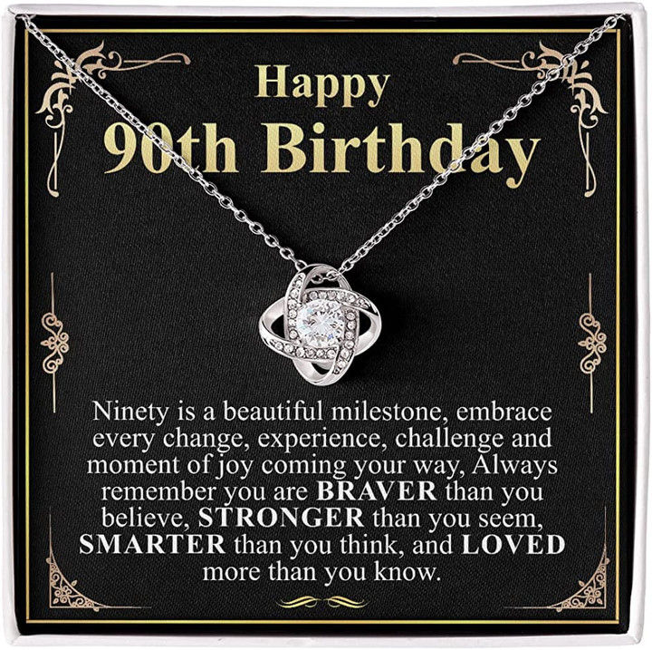 90th Birthday Necklace Meaningful Jewelry Gifts Love Knot 90th Birthday Gift For Her Ninetieth Birthday Gift For Women Friend Wife 90th Birthday Gift - 1