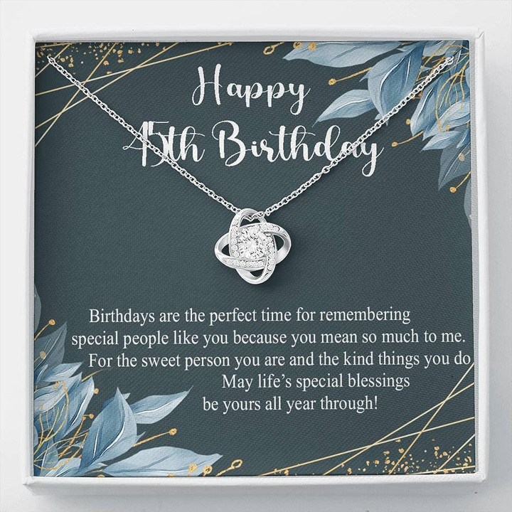 45th Birthday Gift Necklace 45th Birthday Gifts for Women Jewelry Gift for Her 45 Years Old Love Knot Necklace Message Card Necklace Handmade Jewelry - 1