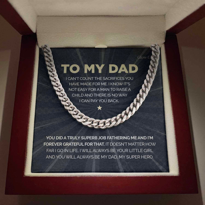 Pamaheart- To my Dad - My Super Hero - Cuban Link Chain Gift For Man Husband Gift For Birthday Christmas - 1