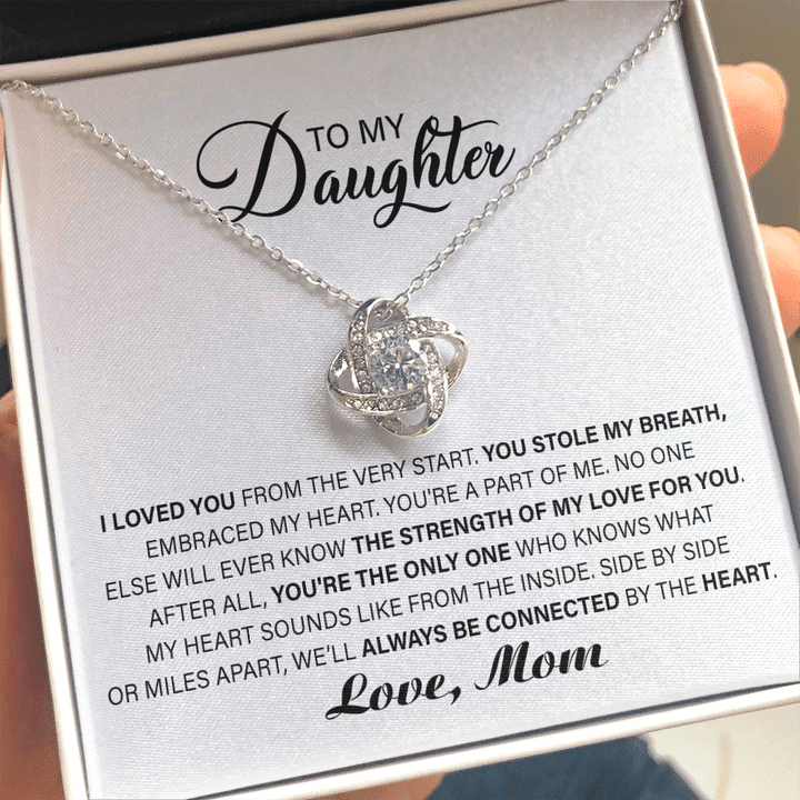 To My Daughter Necklace Gift I Love You From Very Start You Stole My Breath Love Knot Necklace LX017B - 1