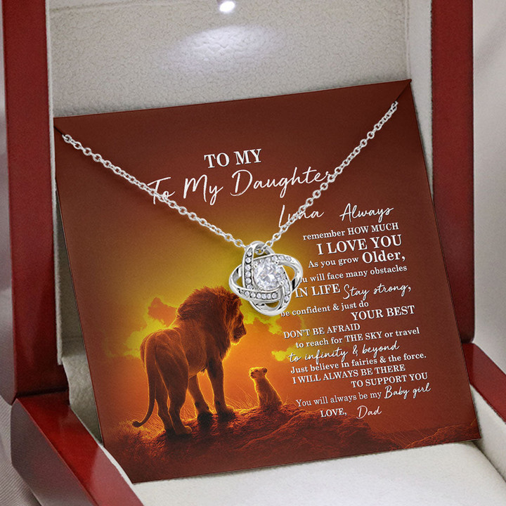 To My Daughter Necklace Gift - I will always be there to support you Personalized Love Knot Alluring Beauty Necklace LX347K - 1