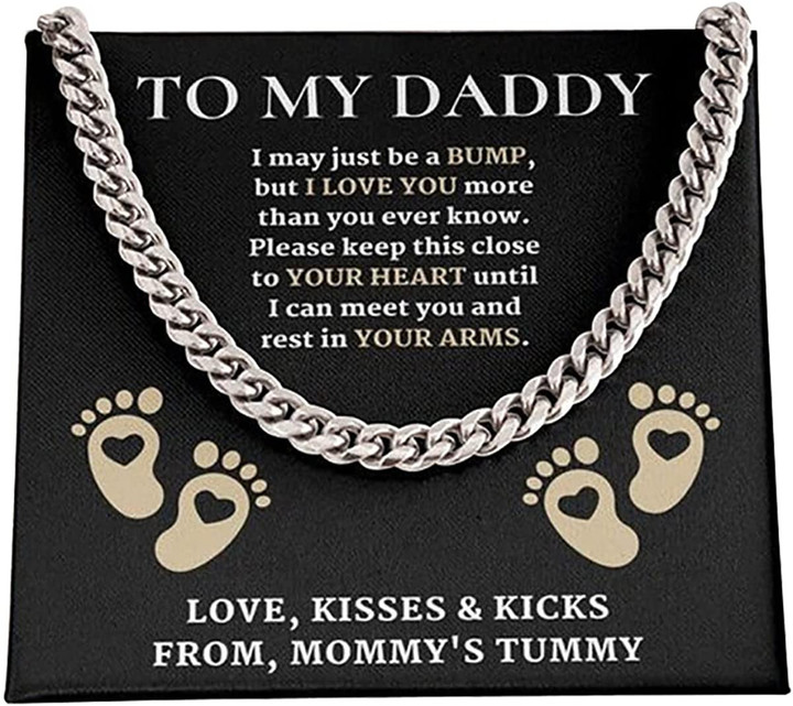 From a bump to daddy Dad Necklace New Daddy Gift Daddy to be Gift To My Daddy from a bump Fathers Day Gift Dad Christmas Gift-Cuban Link Chain - 1
