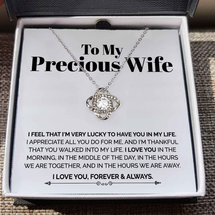 Pamaheart- To My Precious Wife - Lucky to have you - Love Knot Necklace Christmas Day - 1