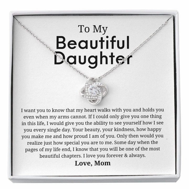 To My Beautiful Daughter Your Beauty Your Kindness - Love Knot Necklace - 1