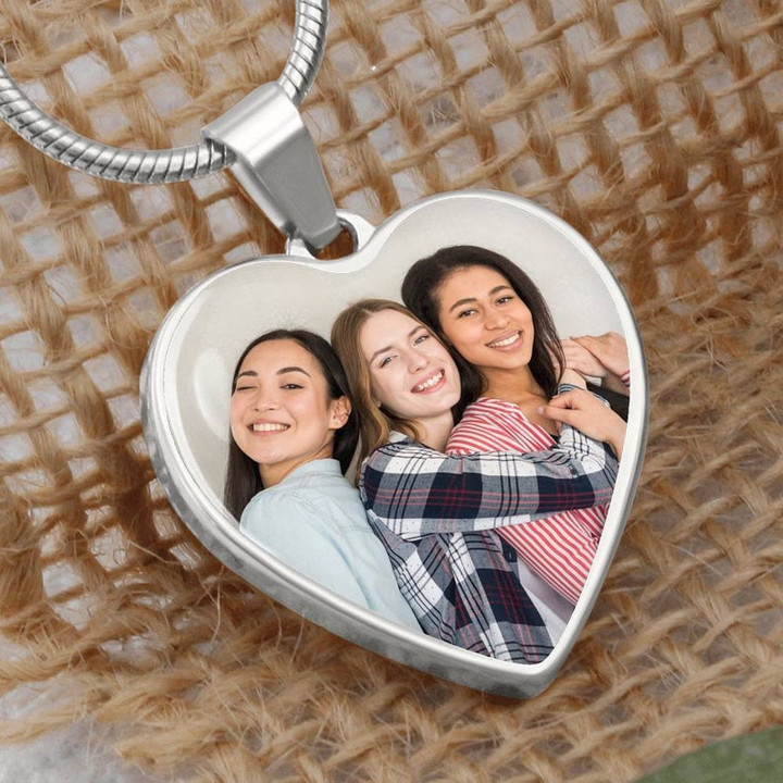 Photo Heart Necklace - Custom Picture Pendant Necklace Christmas Valentine Gift for Her LX340R - 1