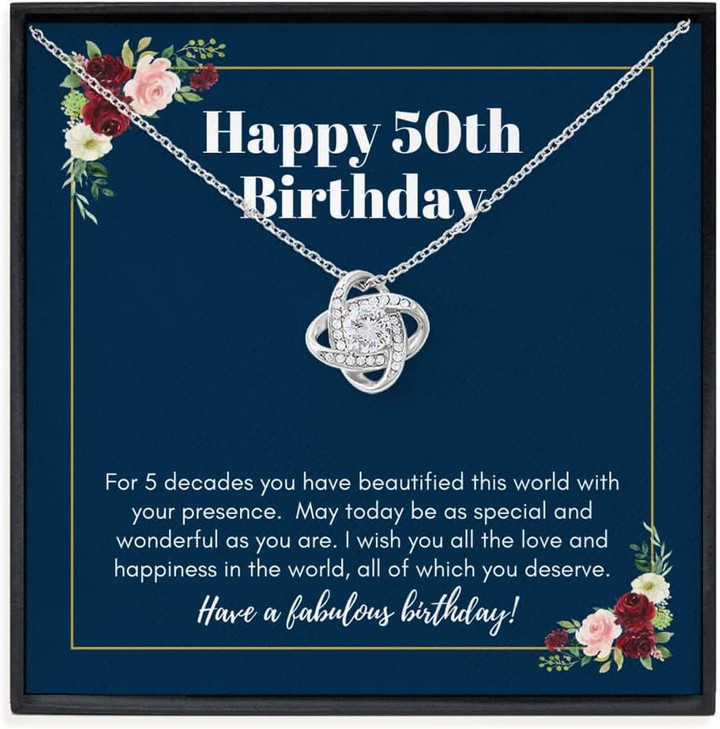 50th Birthday Necklace For Friend Daughter Sister Wife Girlfriend Birthday Gift For Her Happy Birthday Gift Dainty Message Jewelry Necklace With Message Card and Box Gift For Birthday - 1