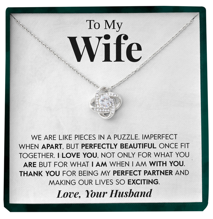 Pamaheart - To My Wife My Perfect Partner Never Forget In Your Heart Living the Dream My Home is You Love Knot Necklace - 1