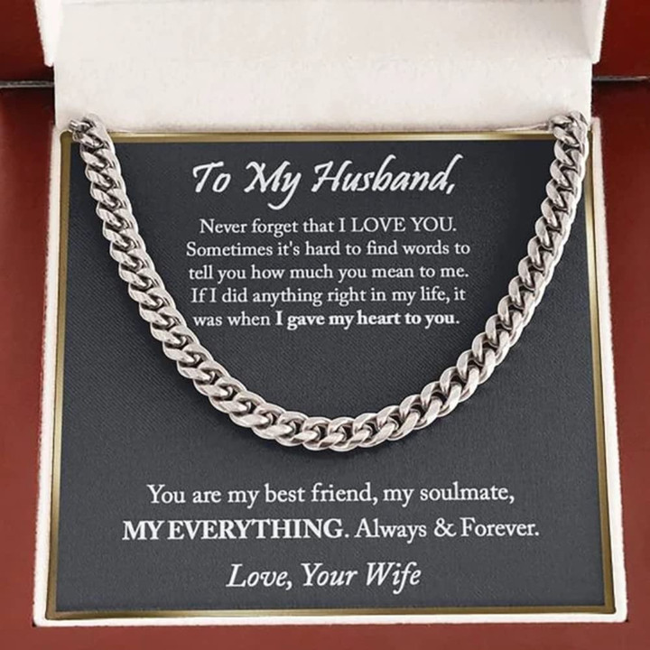 To My Man Husband Boyfriend Stainless Steel Cuban Chain Necklace for Him Romantic Birthday Gifts for Him Best Jewelry for Men Jewelry for Him Romantic To my husband - 1