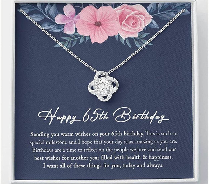 65th Birthday Necklace Gift for Women 65 Years Old Gifts For Mom Necklace Necklace With Meaningful Message Card  Gift Box active Unique Gift Necklace for Birthday Anniversary - 1