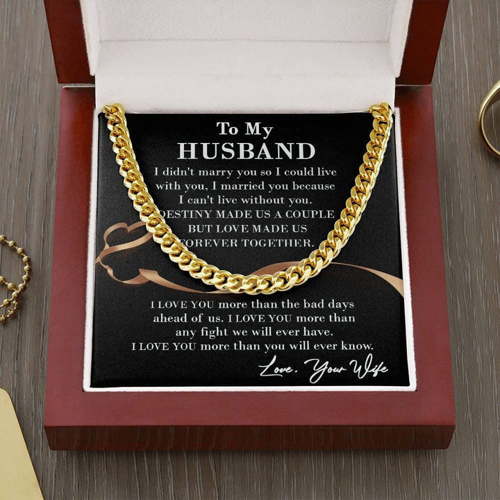 Gift For Husband Husband Gift Cuban Link Chain Necklace Meaning Gift For Husband From Wife Husband Necklace With Romantic Message Card - 1