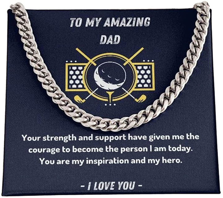 To My An Amazing Dad Golf Cuban Link Chain Necklace For Dad Necklace For Fathers Day Gift For Fathers Day Cuban Link Chain Necklace For Dad Personalized Gift For Dad - 1