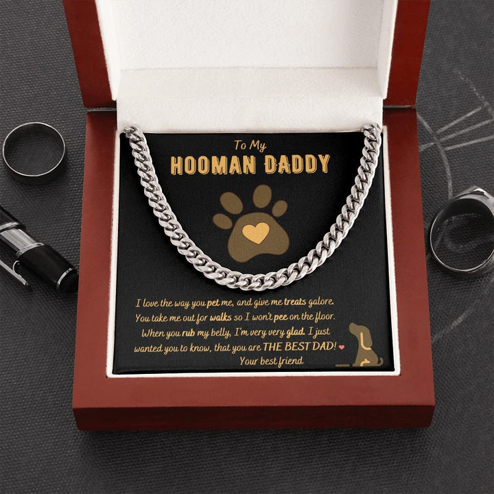 Handmade Jewelry - Personalized Gifts Custom Card Message Necklace Handmade Necklace Personalized Name Necklace Hooman Daddy Best Friend Doggy Cuban Link Chain Necklace Gift For Dad Jewelry - 1