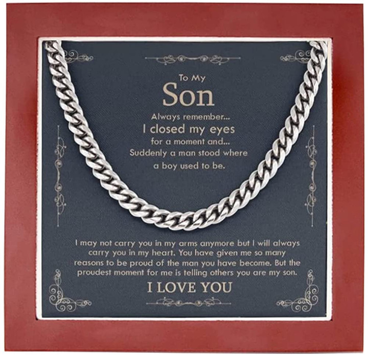 To My Son From Mom Necklace - Son Jewelry Necklace Gift For Son From Mom Small Cross Necklace For Men Boy Cuban Chain Necklace For Son Mother To Son Gifts Gifts For Son Birthday 1 - 1