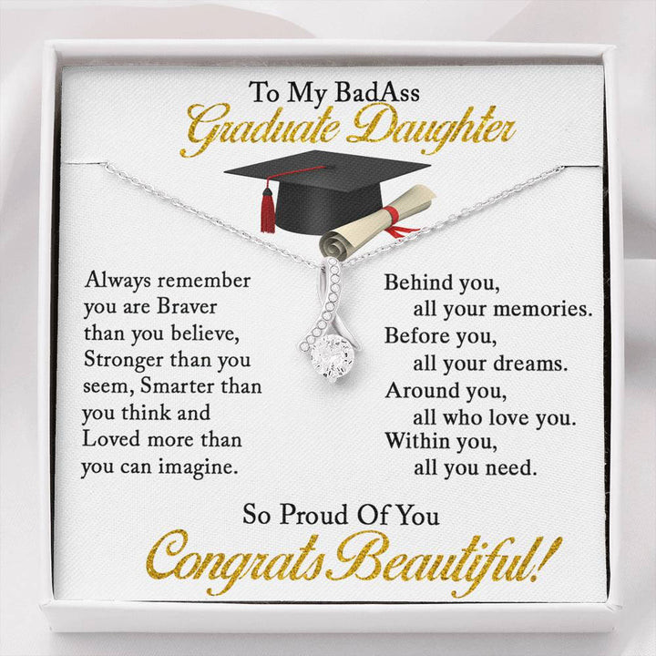 Graduation Necklace Gift - To My Daughter So Proud Of You - College High School Senior Master Graduation Gift - Class of 2022 Alluring Beauty Necklace - LX035B - 1