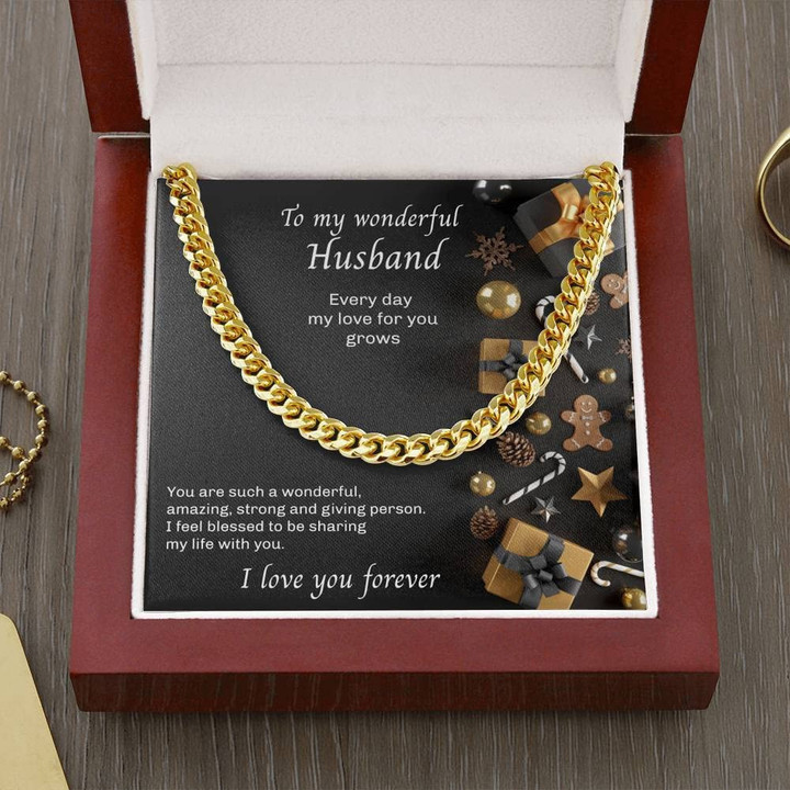 Christmas Gift For Husband Cuban Link Chain Necklace With Message Card Gift For Husband Or Boyfriend I Love You Forever Gift From Wife White - 1