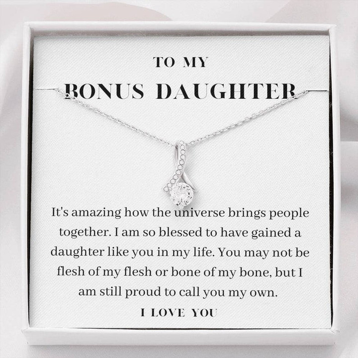 To My Bonus Daughter Necklace Birthday Gift For Bonus Daughter Stepdaughter Graduation Gifts Alluring Beauty Necklace - 1