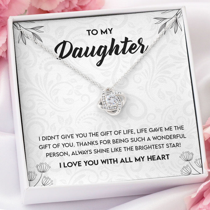 My Bonus Daughter - Daughter Necklace Gift - Shine Like The Brightest Star Love Knot Necklace Alluring Beauty Necklace Turtle Necklace Sunflower Necklace LX355B v2 - 1