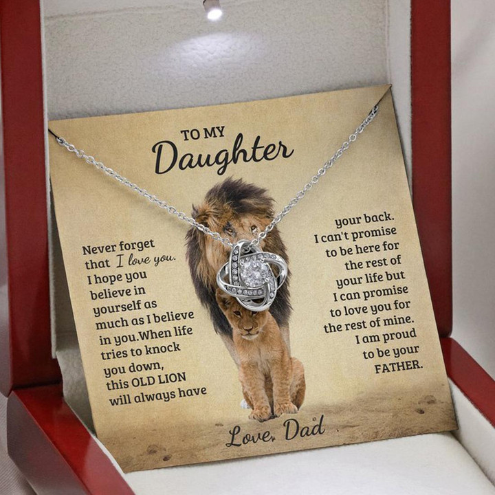 Daughter Necklace From Dad Daughter Lion Necklace Birthday Graduation Christmas Jewelry Gift For Daughter With Message Card And Gift Box - 1