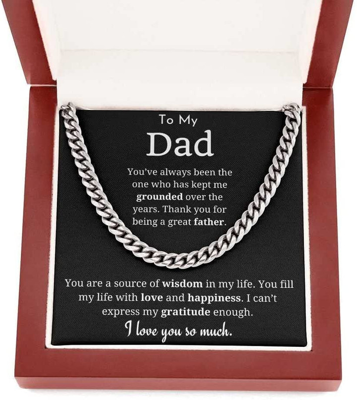 Handmade Necklace Message Card Jewelry Message Necklace To My Dad Cuban Link Chain Necklace Gifts for Dad from Daughter/Son Cuban Chain Necklace Gift for Dad Birthday Birthday Gifts for Dad - 1