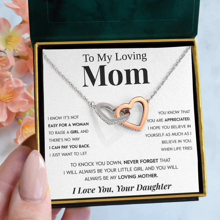 Pamaheart- Interlocking Hearts Necklace- To My Loving Mom I Believe in You The Best Thing My Loving Mother Gift For Christmas Mothers Day - 1