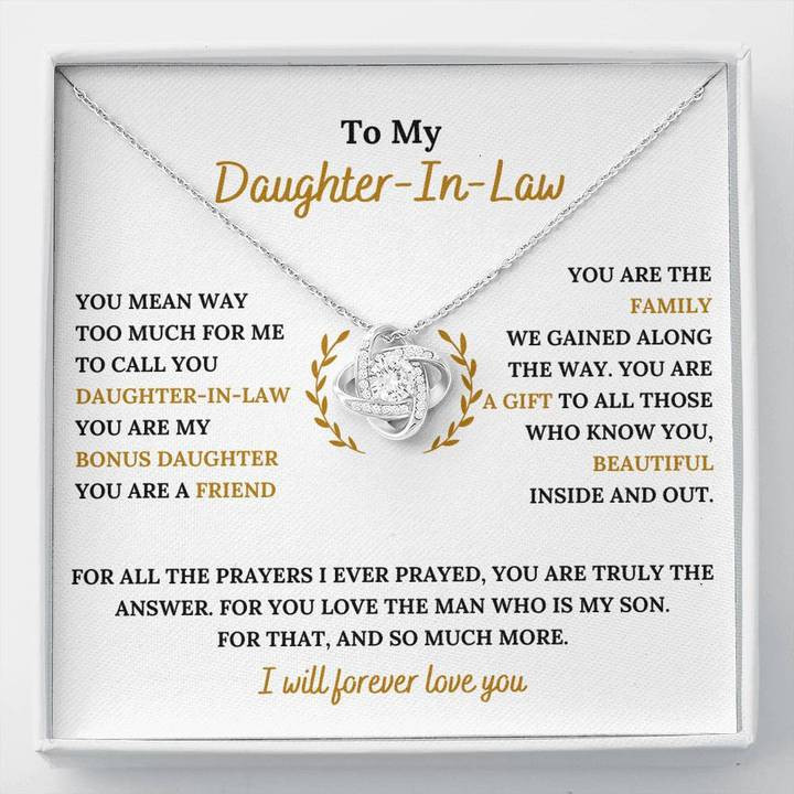 To My Daughter-In-Law - You Are My Bonus Daughter Love Knot Necklace - 1