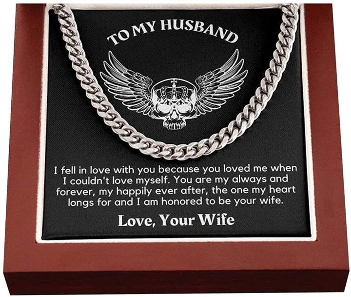 To My Husband Cuban Chain Necklace Husband Necklace from Wife Wife Husband Necklace Chain Valetine Gift Ideas for Him Birthday Gift for Men - 1