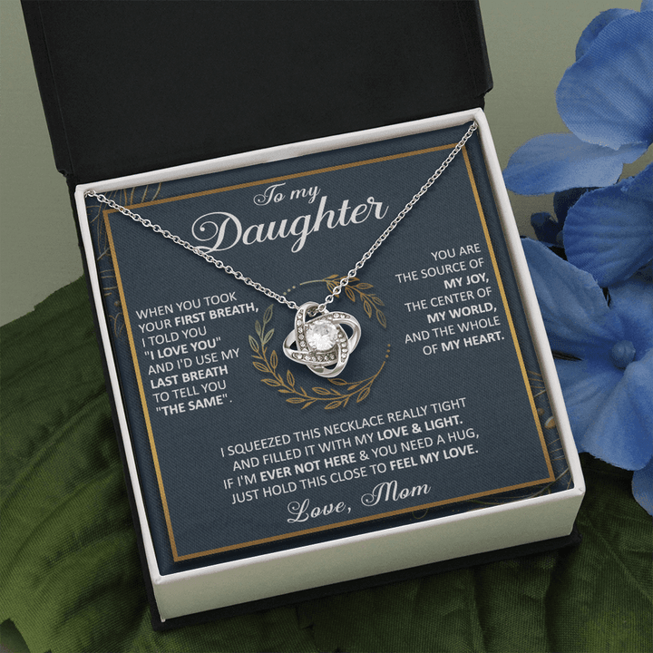 To My Daughter Necklace From Mom - You Will Always Be My Baby Girl - Necklace For Daughter Love Knot Necklace - 1