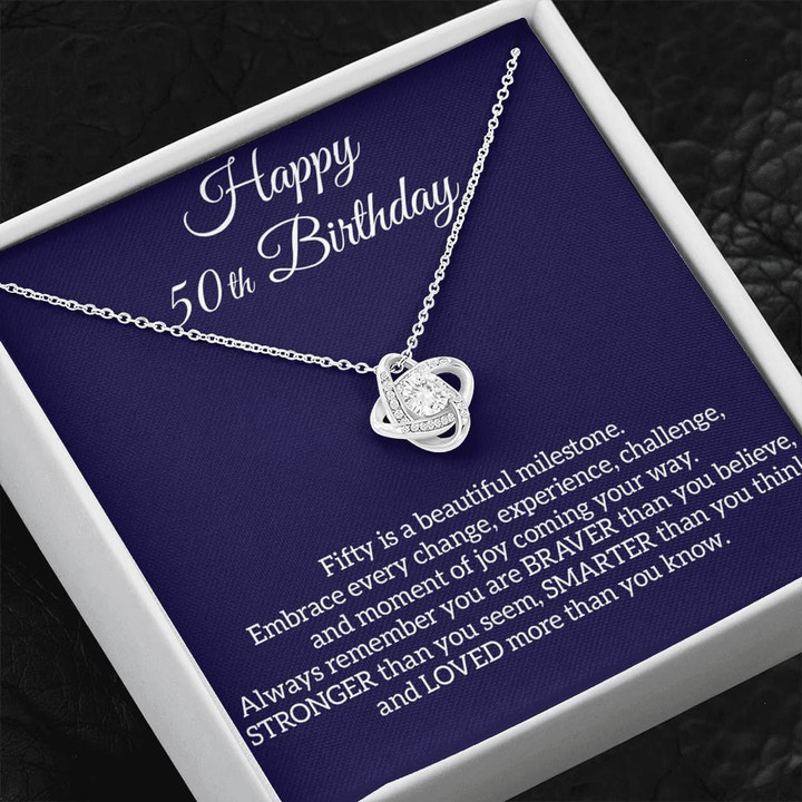 50th Birthday Necklace  Gifts For Women Wife Sister Mom  14k White Gold  Silver Birthday Necklace For 50 Year Old Woman  50th Birthday Gift Ideas For Ladys Turning 50 - 1