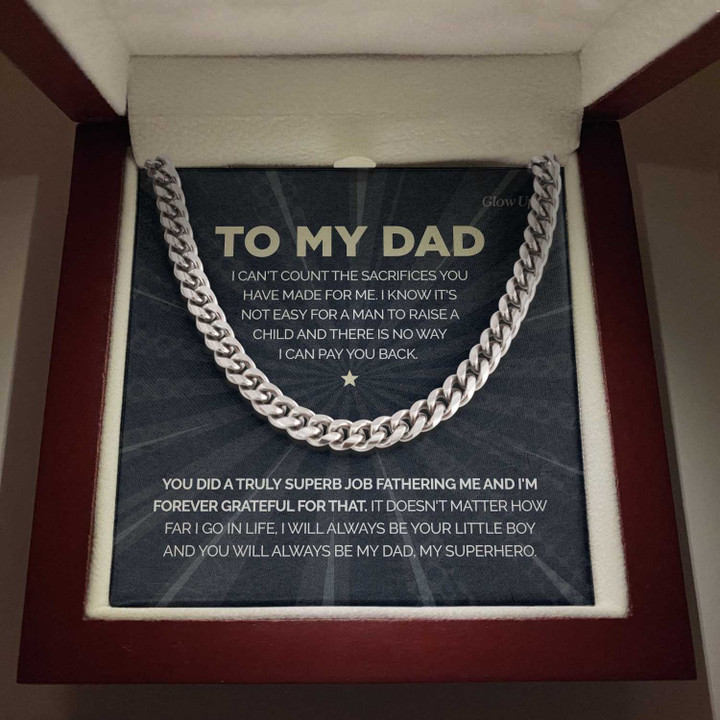 Pamaheart- To my Dad - Always be your little boy - Cuban Link Chain Gift For Man Husband Gift For Birthday Christmas - 1