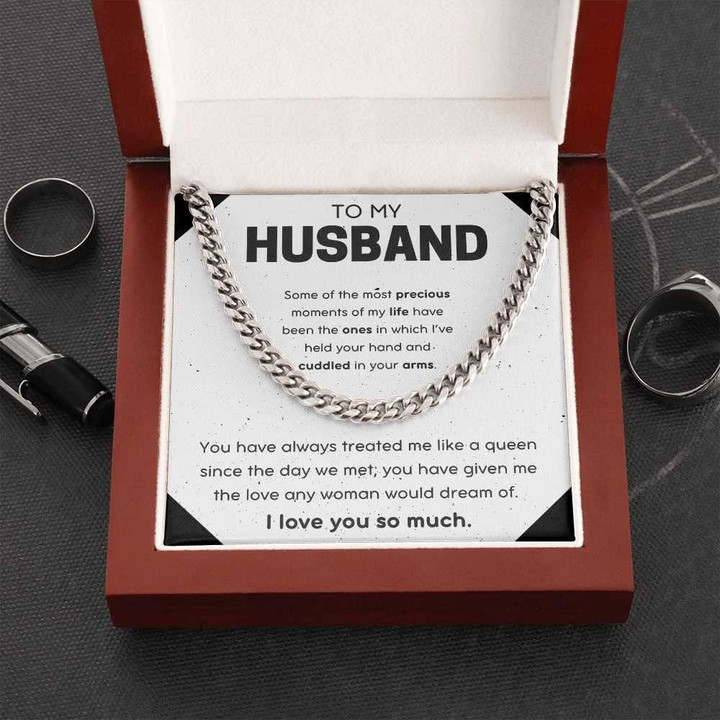 To My Husband Cuban Link Chain Necklace Birthday Gift for Husband from Wife Husband Anniversary Husband Valentines Day Gift Opposites Attract Necklace - Mens Necklace - Symbolic - 1