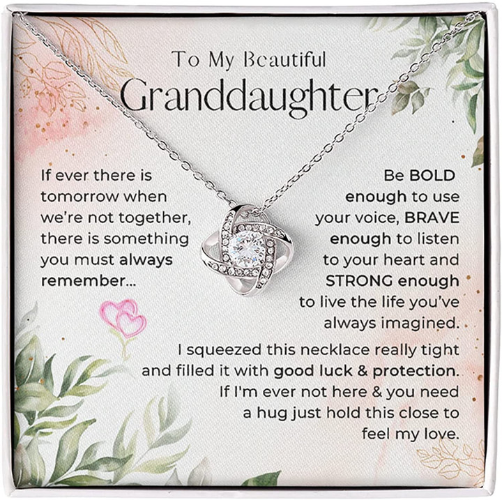 Forever Loved Granddaughter Gifts From Grandma Grandpa Interlocking Hearts Necklace - Granddaughter Necklace Card Message Gifts For Granddaughter With Inspirational Quotes - 1