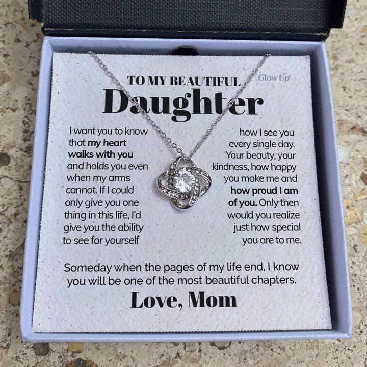 Pamaheart- To my Beautiful Daughter - Im Proud of You - Loveknot necklace Christmas Day - 1
