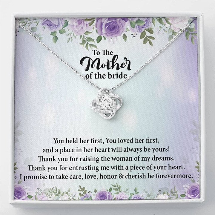 Wedding Necklace Gift Message Card Jewelry Pendant Necklace - Customized Mother of The Bride Necklace Gift to mom from Bride to The Mother of The Bride Love Know Necklace - 1