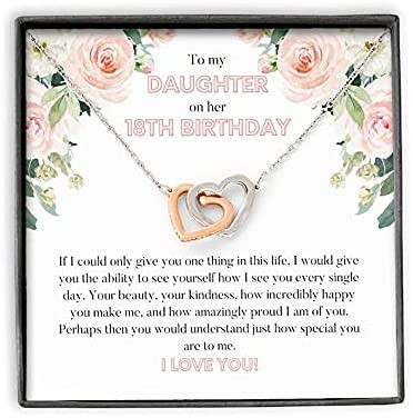 18th Birthday Necklace Handmade Jewelry - To Our Daughter on her Daughter 18th Birthday Daughter Necklace Birthday for Daughter Necklace With Interlock Hearts Card I love you - 1