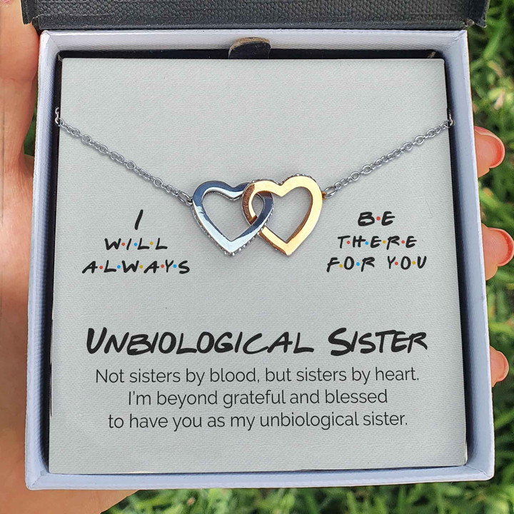 Pamaheart- Interlocking Hearts Necklace- Unbiological Sister - I Will Always Be There For You - Interlocking Heart Necklace - 1