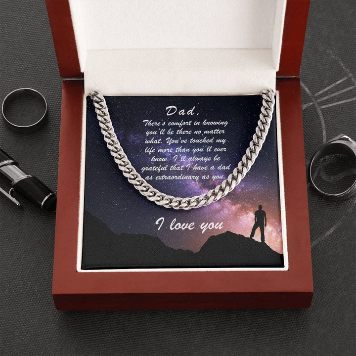 Dad Cuban Chain Link Message Card Necklace For Birthday FatherS Day Christmas ValentineS Day Just Because Dads Gift Fathers Day Gift - 1