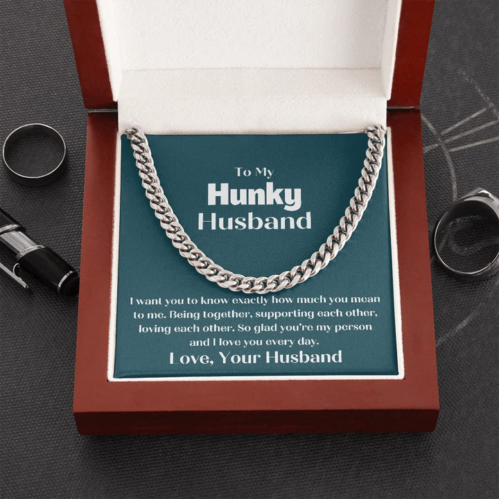 Handmade Jewelry - Personalized Gifts Custom Card Message Necklace Handmade Necklace Personalized Name To My Hunky Husband I Love You Every Day Cuban Link Chain Necklace Gift For Husband Jewelry - 1