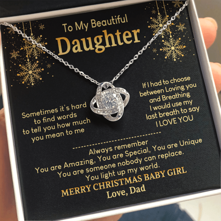 To My Beautiful Daughter Necklace - Marry Christmas Baby Girl - Love Knot Necklace - 1
