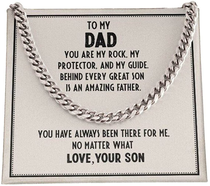 To My Dad You Are My Rock From Son Cuban Link Chain Necklace For Dad Necklace For Fathers Day Gift For Fathers Day Cuban Link Chain Necklace For Dad Personalized Gift For Dad - 1