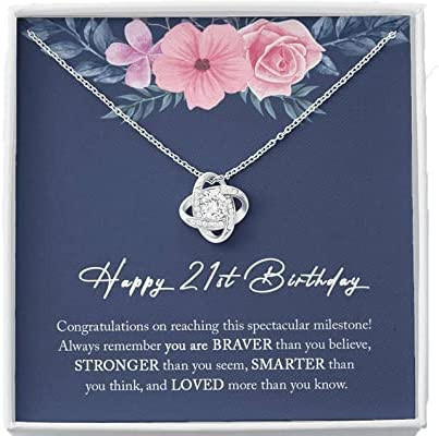 21th BirthdayNeckalce Card With Necklace Gift 21th Birthday Gift Necklace For 21th Birthday Necklace For Women Cubic Zirconia Necklace Silver Necklace - 1