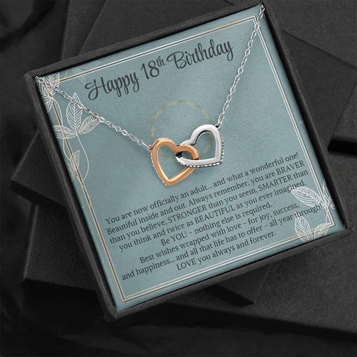 18th Birthday Necklace Message Card Jewelry Handmade Necklace 18th birthday gifts for girls necklace 18th birthday gifts for girls personalized 18th birthday Interlocking Hearts necklace - 1