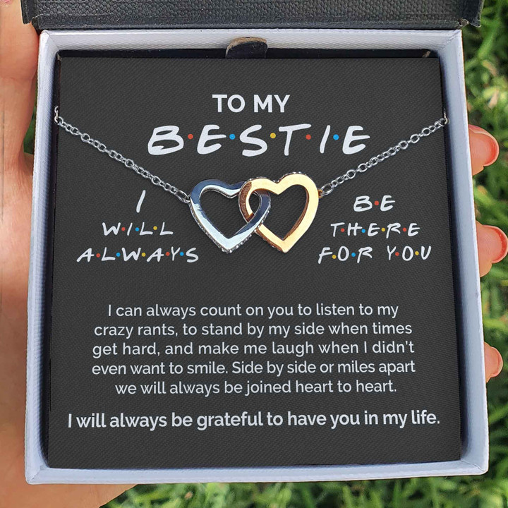 Pamaheart- Interlocking Hearts Necklace- To My Bestie - I Will Always Be There For You - Interlocking Heart Necklace - 1