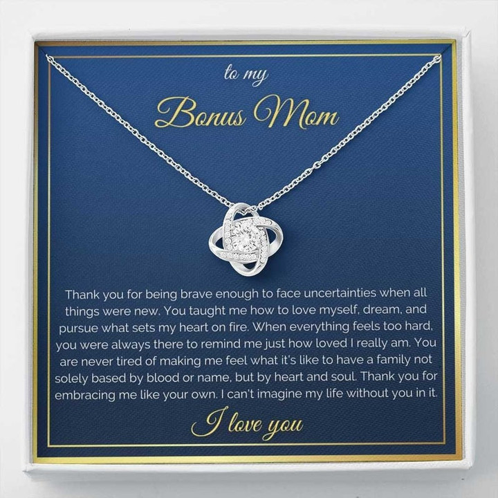 Bonus Mom Necklace Step Mom Gift for Christmas Birthday  Mothers Day Unique Message Card from Daughter Son to Stepmom - 1